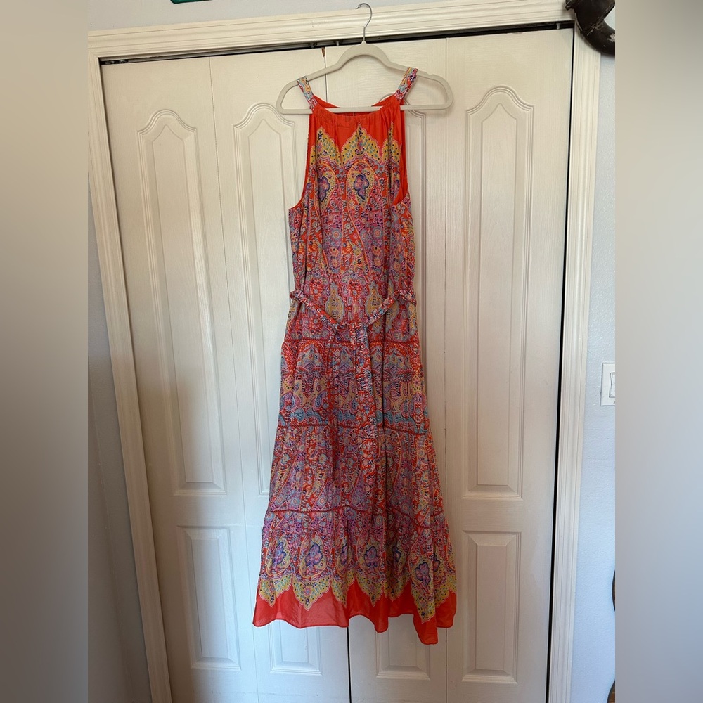Talbots Orange and Purple Paisley Maxi Dress